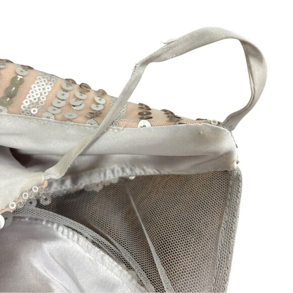 Dear Moon Womens  Nude & Silver Sequin Mini Cocktail Evening Dress SZ 9 - Picture 8 of 9